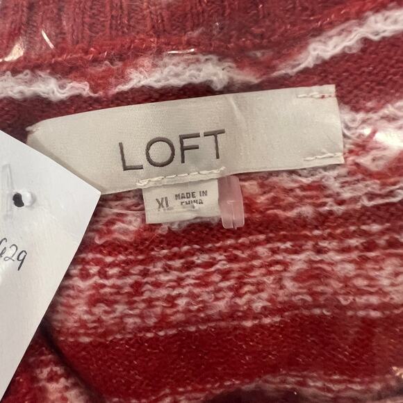 NWT LOFT Ruby Rust Red Fair Isle V-Neck Pocket Cardigan - Picture 6 of 8